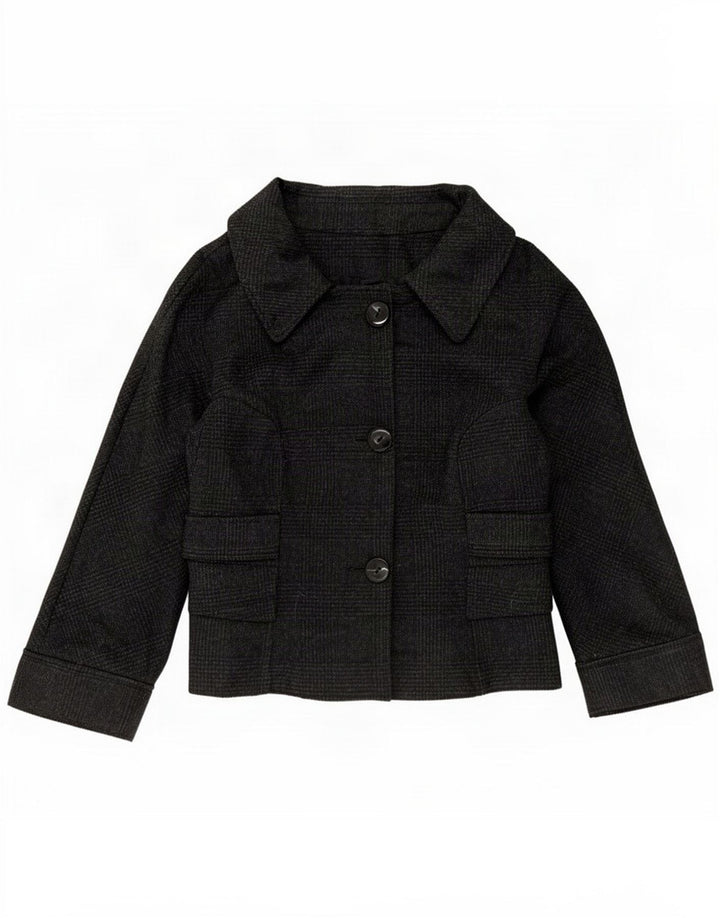 Zara Chaqueta Blazer de 3 Botones para Mujer UK 44 Mediana Lana a Cuadros Negra