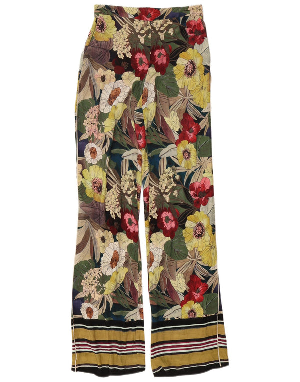 Zara Womens Wide Leg Trousers Small W26 L34 Multicoloured Floral Viscose