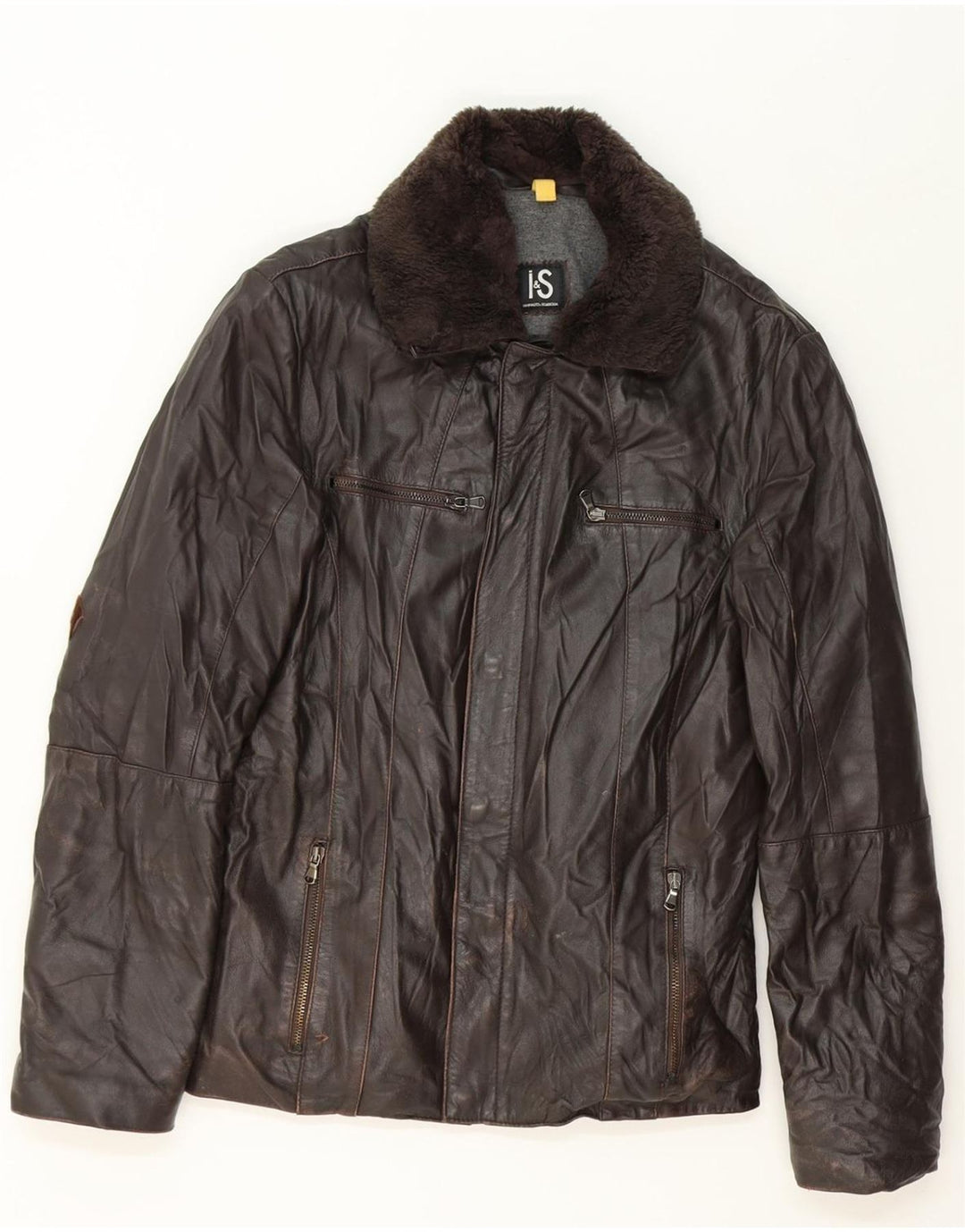 IANNALFO & SGARIGLIA Mens Leather Jacket IT 50 Large Brown Leather Vintage Iannalfo & Sgariglia and Second-Hand Iannalfo & Sgariglia from Messina Hembry 