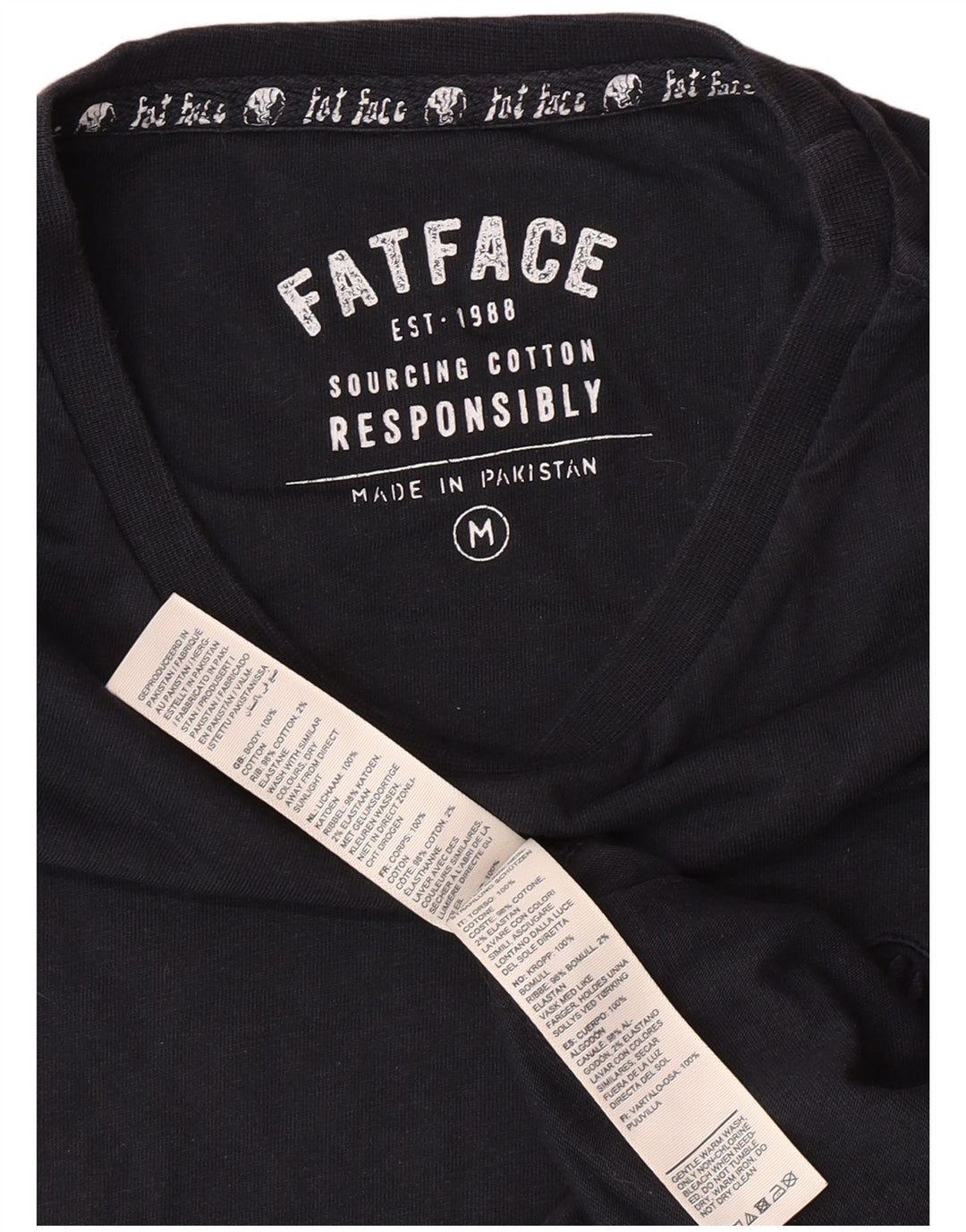 FAT FACE Camiseta Hombre Top Medium Azul Marino Algodón