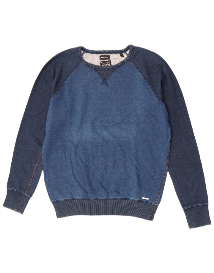 Diesel Hombre Sudadera Jumper Algodón Colorblock Azul Medio