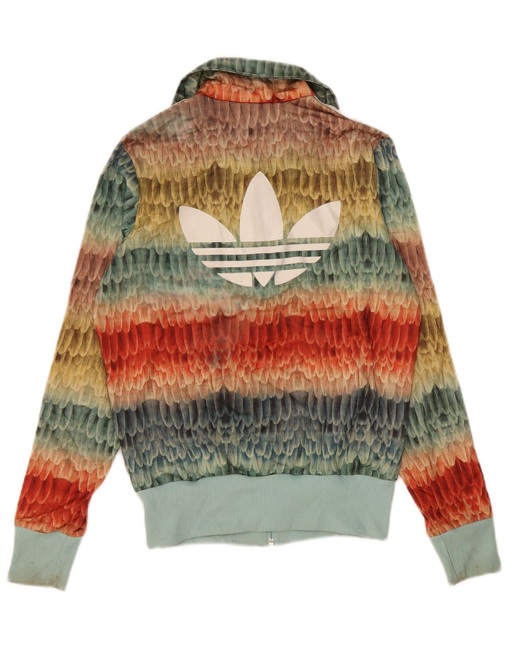 Adidas Mujer Chándal Top Chaqueta Reino Unido 10 Pequeño Multicolor Geométrico