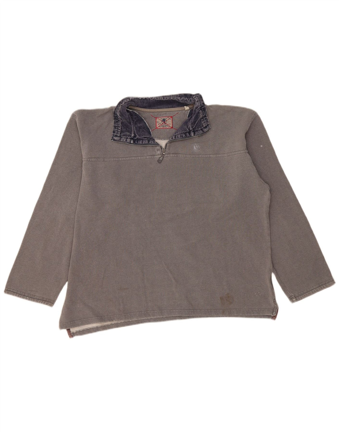 Sudadera con capucha y cuello con cremallera para hombre de Fat Face, jersey grande de algodón gris