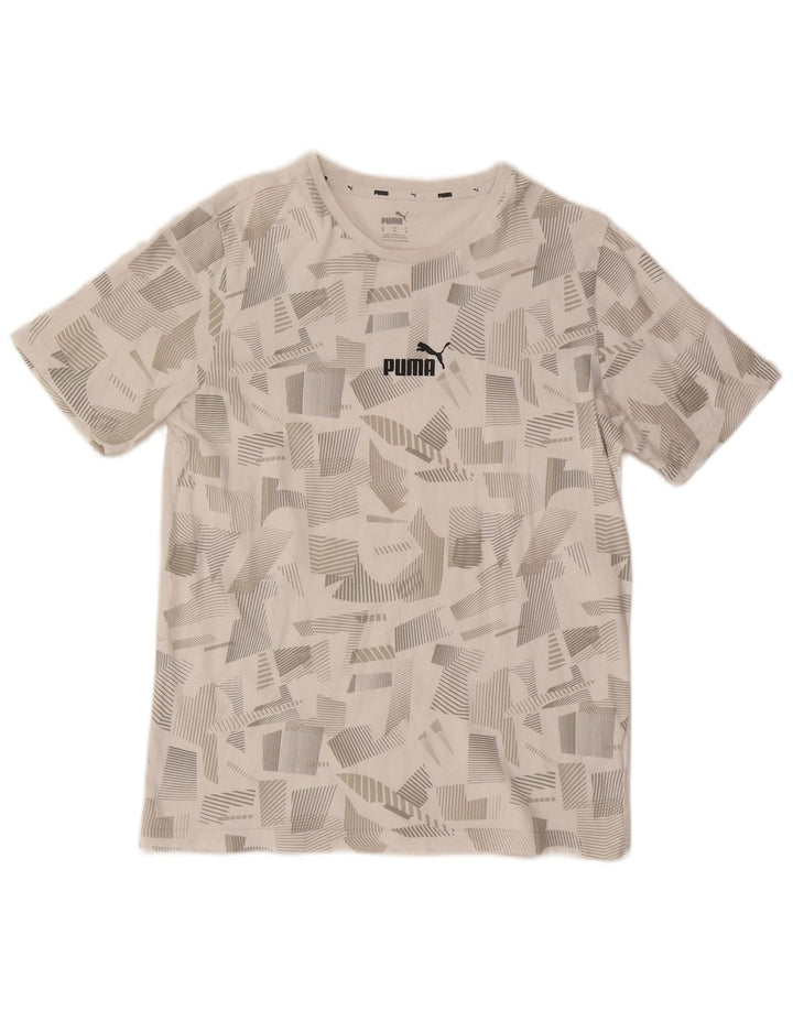 Puma Camiseta gráfica para hombre Top de algodón geométrico blanco mediano