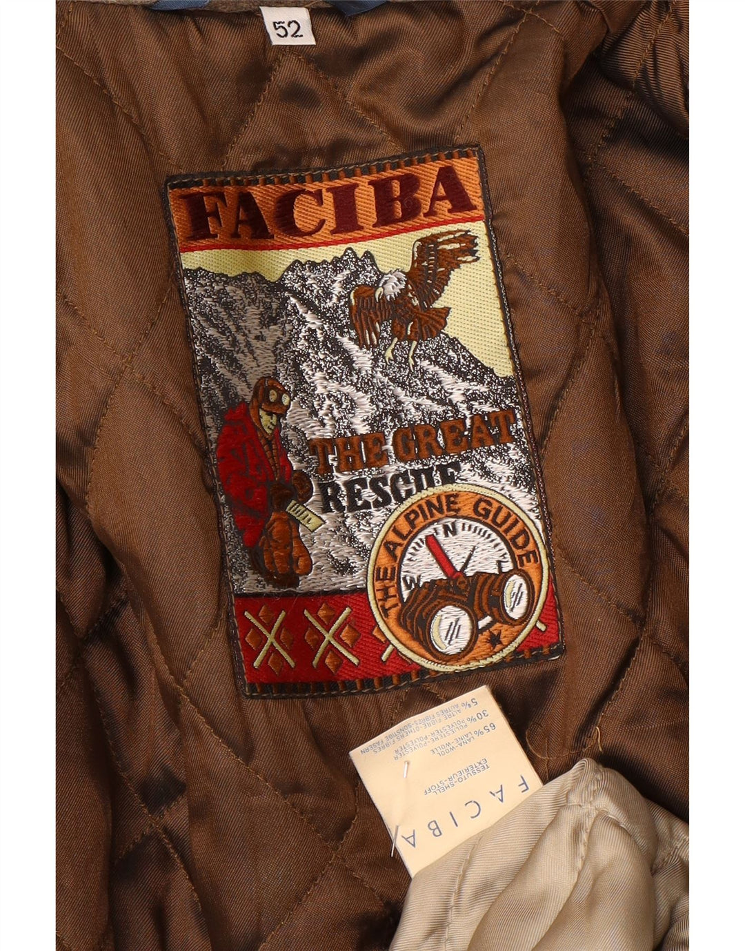 Abrigo Faciba Hombre IT 52 XL Lana Marrón