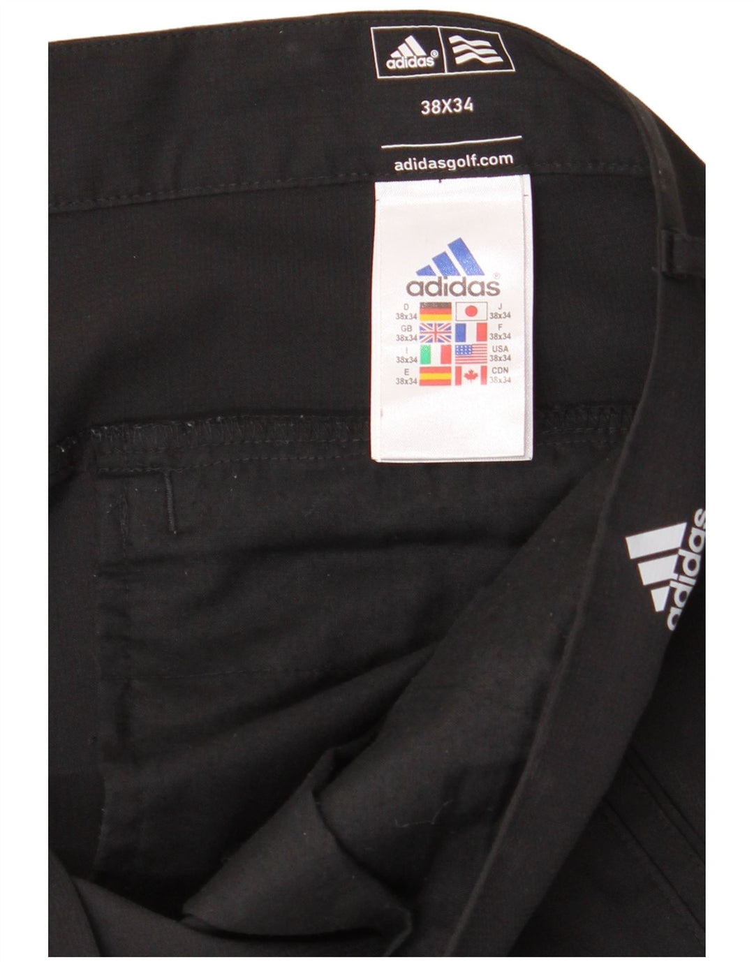 ADIDAS Pantalón chino recto Adizero para hombre W38 L34 Poliéster negro