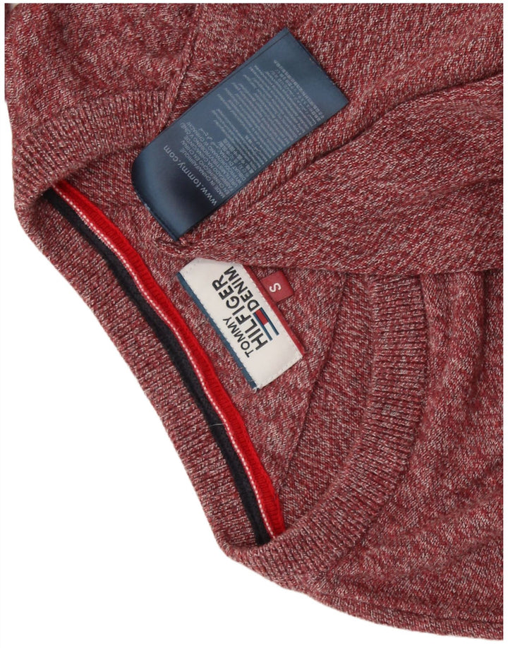 TOMMY HILFIGER Jersey de cuello redondo para hombre pequeño de algodón burdeos