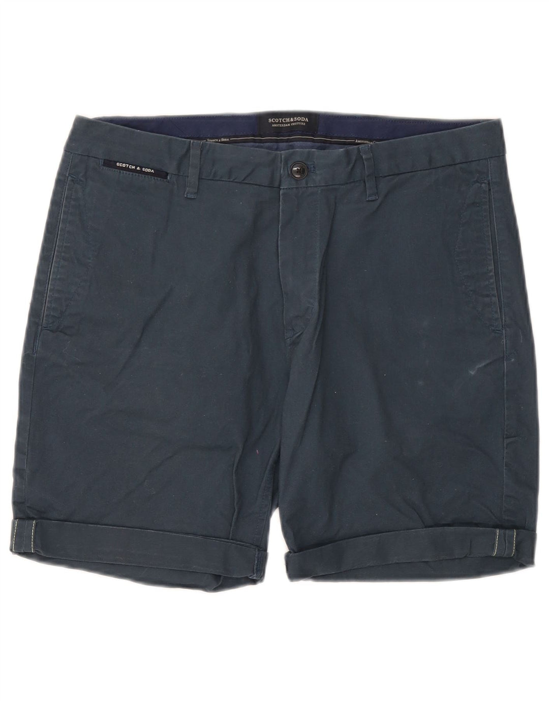 Pantalones cortos chinos para hombre Scotch & Soda W32 Medium Azul marino Algodón