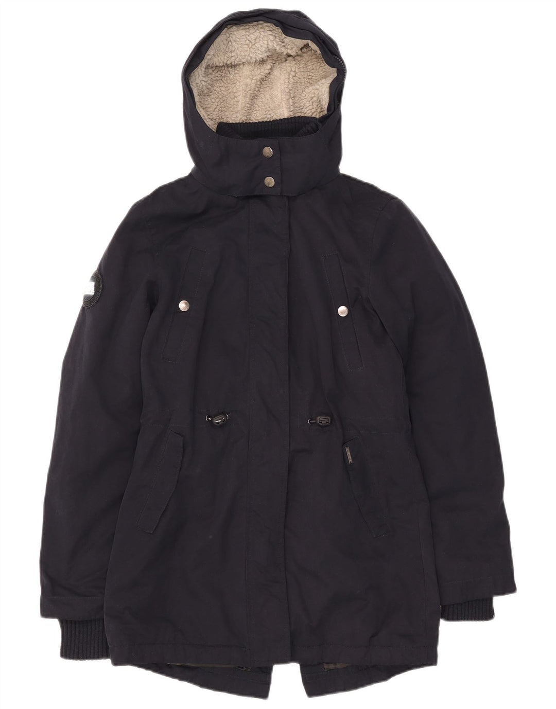 Superdry Parka con capucha para mujer UK 40 Small Poliéster azul marino