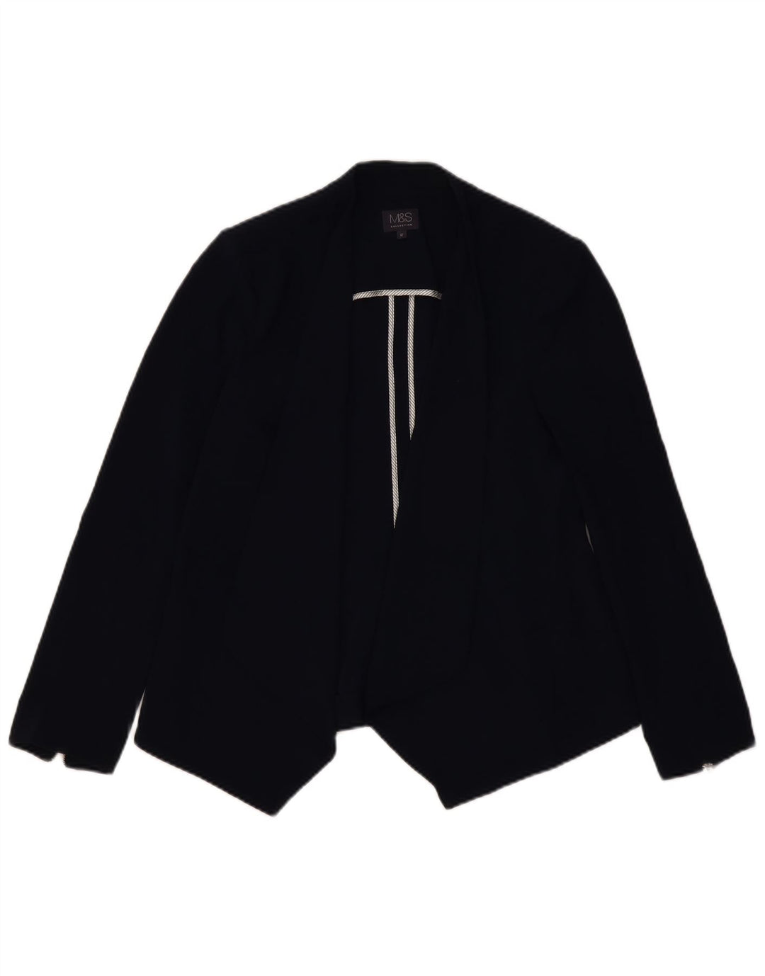 MARKS & SPENCER Chaqueta tipo blazer abierta para mujer UK 12 Poliéster azul marino mediano