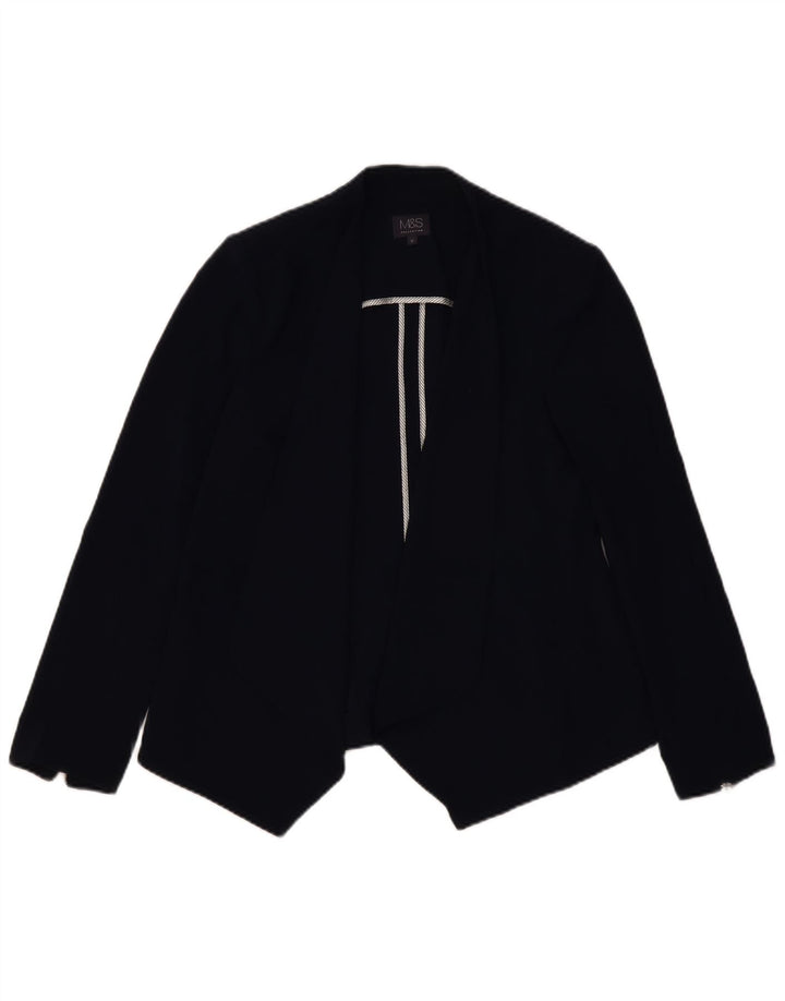 MARKS & SPENCER Chaqueta tipo blazer abierta para mujer UK 12 Poliéster azul marino mediano