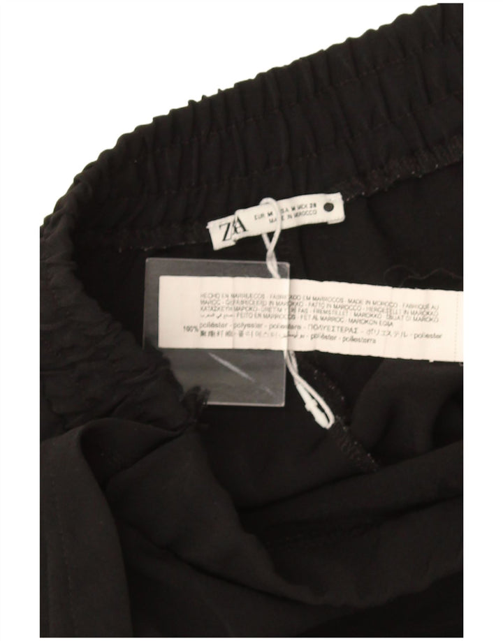 Zara Mujer Pantalón Casual Cruzado Mediano W30 L27 Poliéster Negro