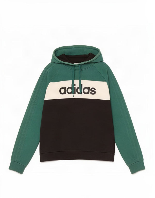 Adidas Hombre Sudadera Con Capucha Gráfica Jersey De Algodón Color Block Verde Medio