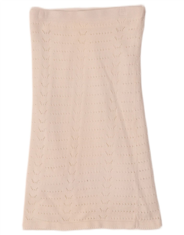 VINTAGE Falda acampanada de punto para mujer W28 Blanco medio