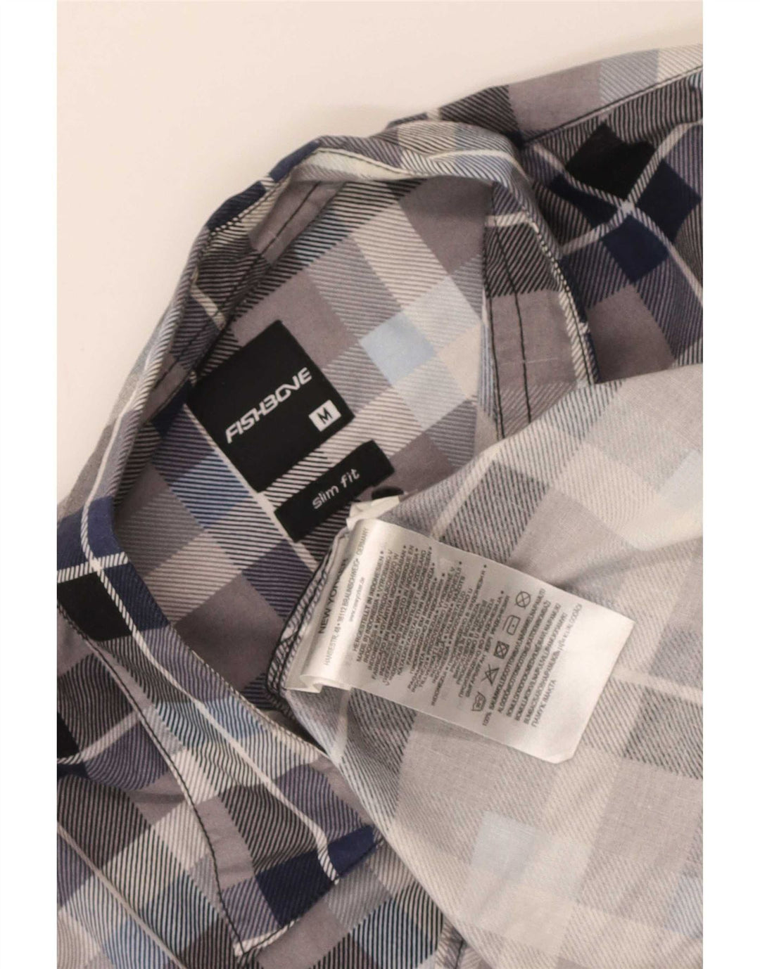 Fishbone Camisa De Franela Slim Fit De Algodón A Cuadros Azul Medio - Hombre