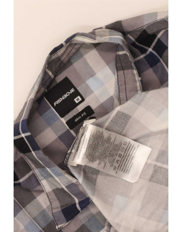 Fishbone Camisa De Franela Slim Fit De Algodón A Cuadros Azul Medio - Hombre