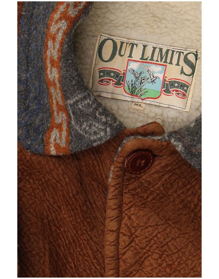 VINTAGE Chaqueta Sherpa para hombre Reino Unido 42 XL Azul Marino Fair Isle