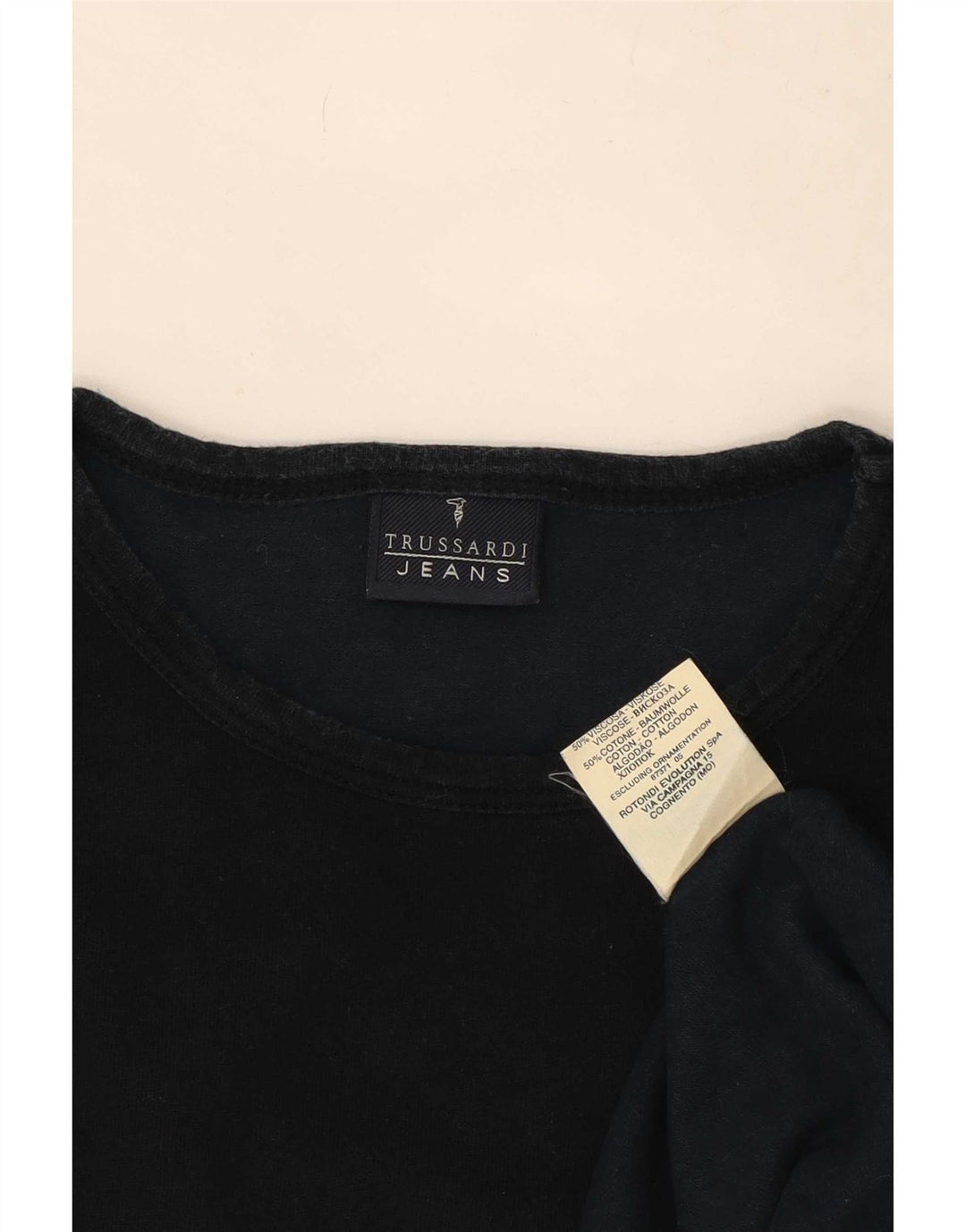 Trussardi Jeans Camiseta Hombre Manga Larga 2XL Negro Viscosa