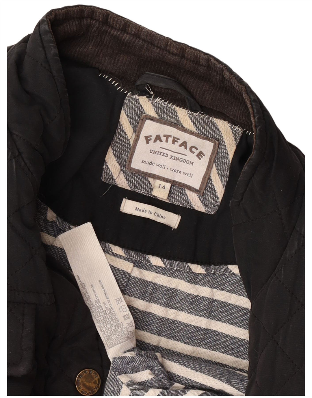 Chaqueta acolchada para mujer Fat Face UK 44 Grande Algodón negro