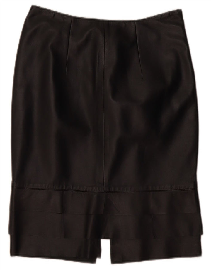 ROBERTA SCARPA Falda de cintura alta para mujer US 6 Mediana W26 Cuero negro