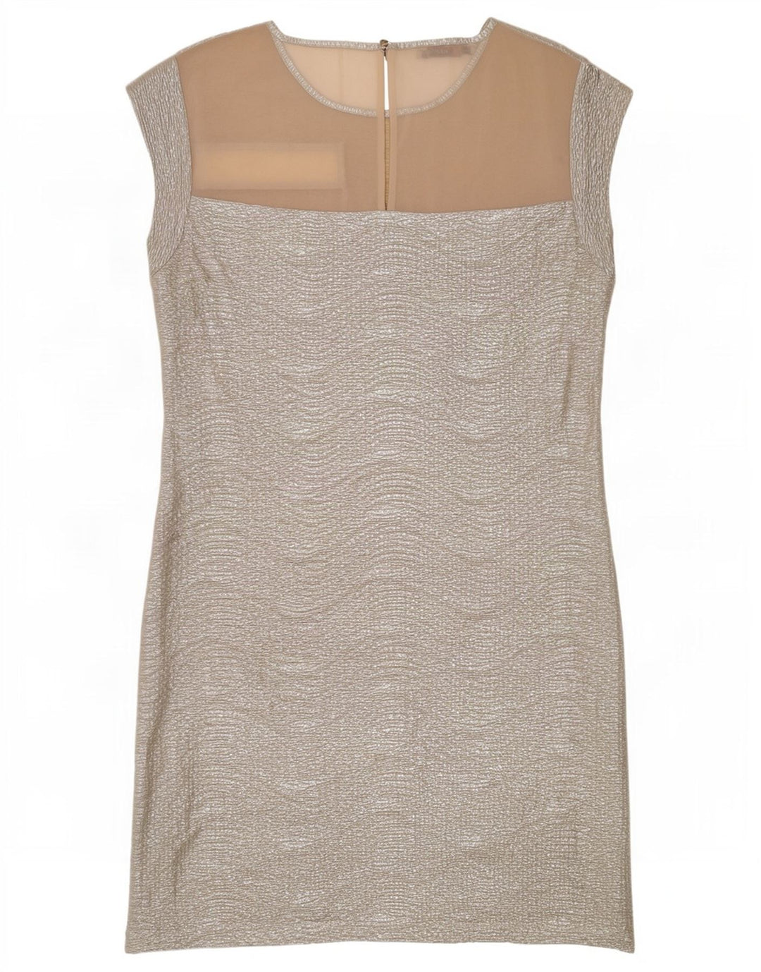 Oasis Vestido tubo para mujer UK 42 Poliéster Chevron plateado mediano