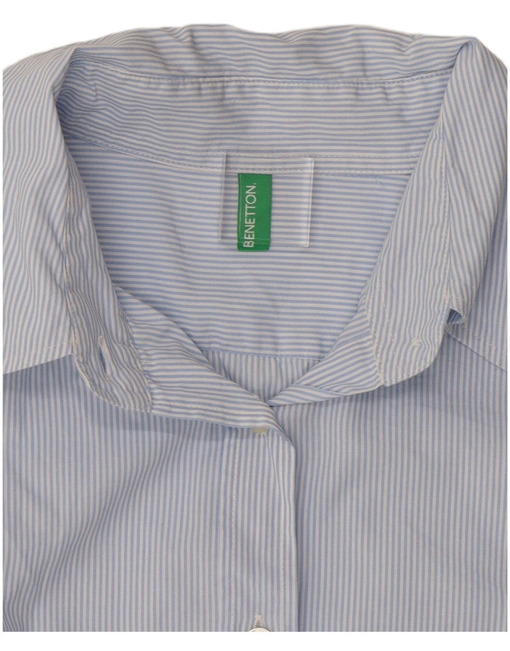 Camisa Benetton Mujer ES 42 Mediano Azul Rayas