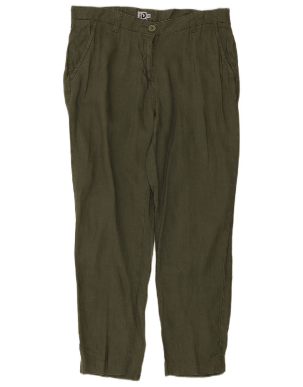 Dack's Pantalones chinos cónicos para mujer IT 46 Large W32 L26 Lino verde