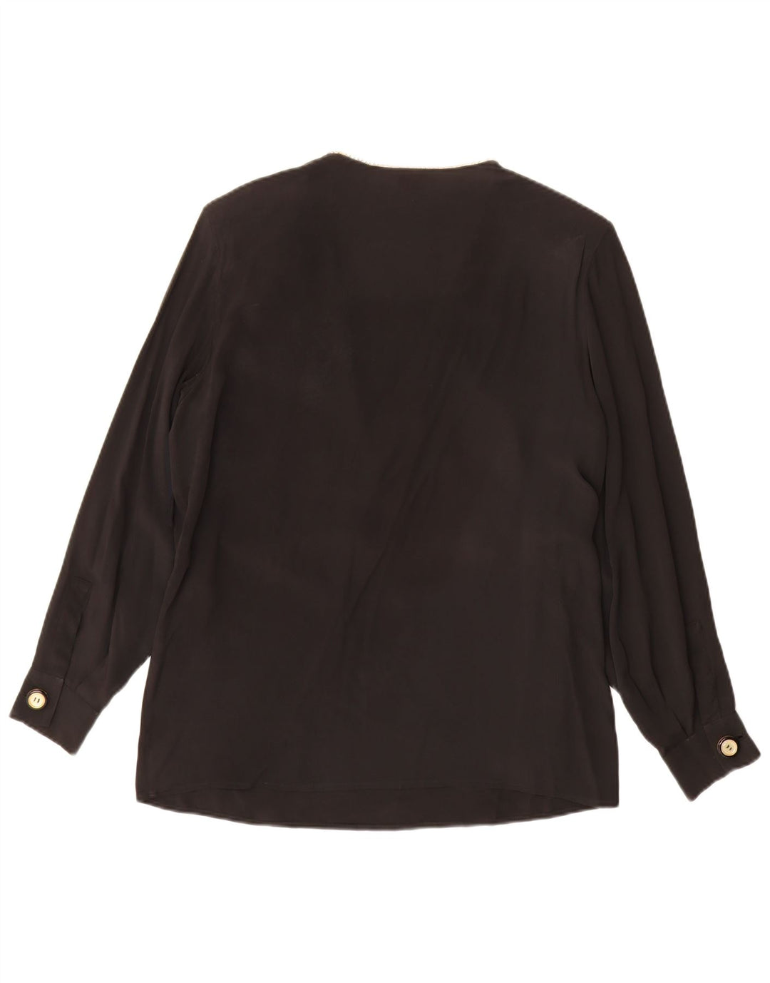 FERRE Blusa camisera para mujer UK 44 Acetato con bloques de color negro mediano