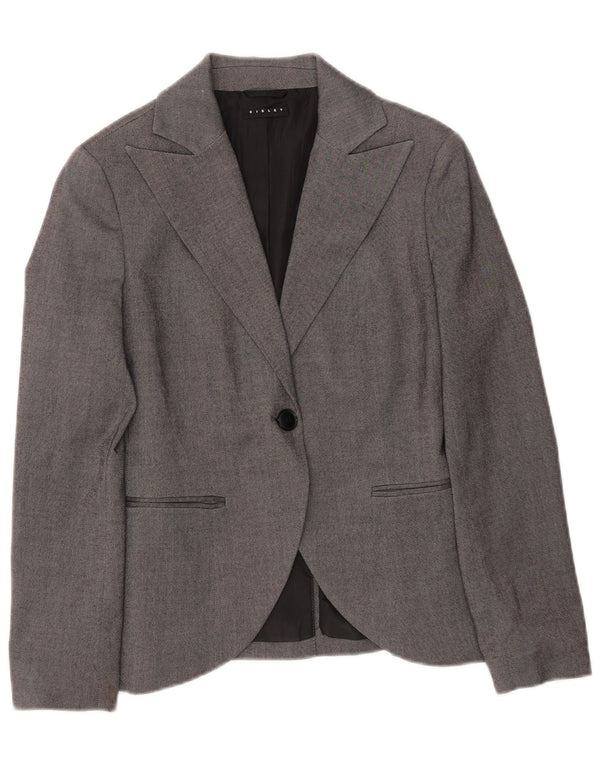 Sisley Chaqueta tipo blazer con 1 botón para mujer UK 8 Small Grey