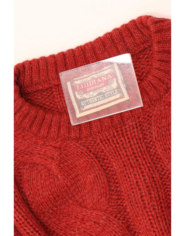 Luidiana - Jersey de cuello redondo para hombre, talla grande, acrílico rojo