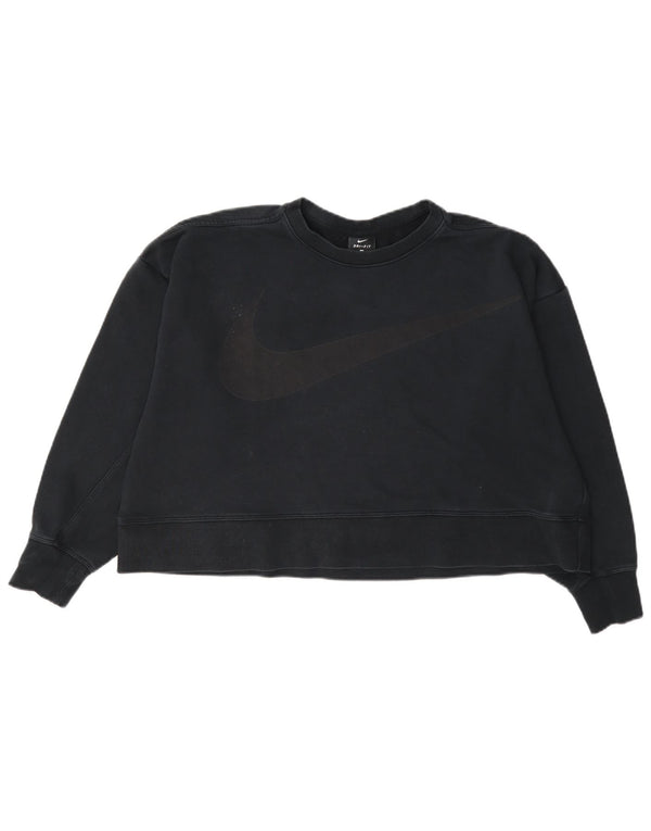Nike Mujer Dri Fit Crop Graphic Sudadera Jumper UK 40 Grande Azul Marino