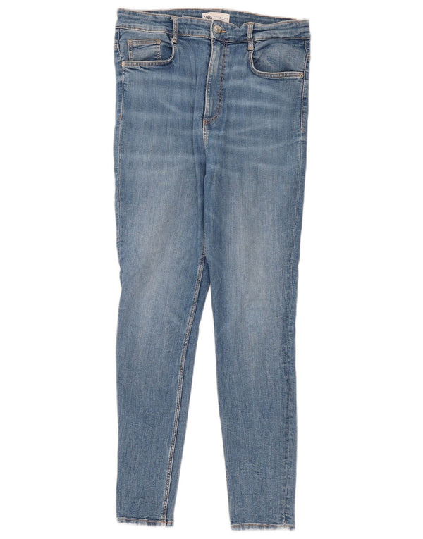Zara Vaqueros pitillo de cintura alta para mujer EU 42 Large W32 L28 Azul