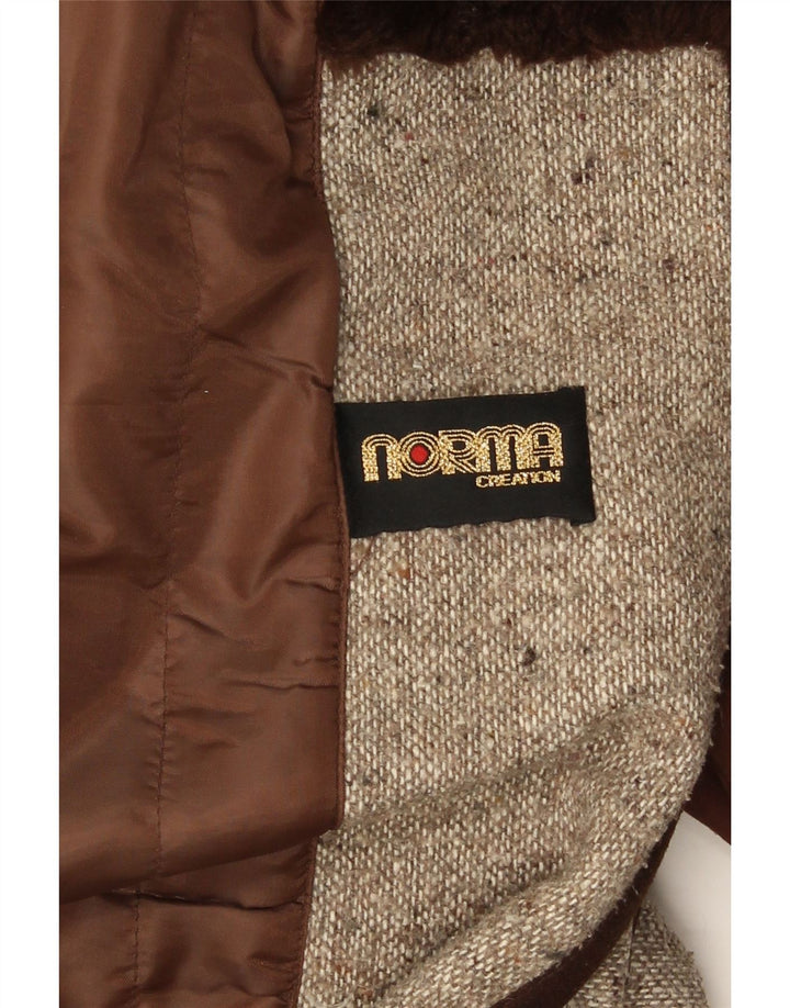 Norma Abrigo extragrande para mujer UK 40 Small Beige Colorblock Poliacrílico