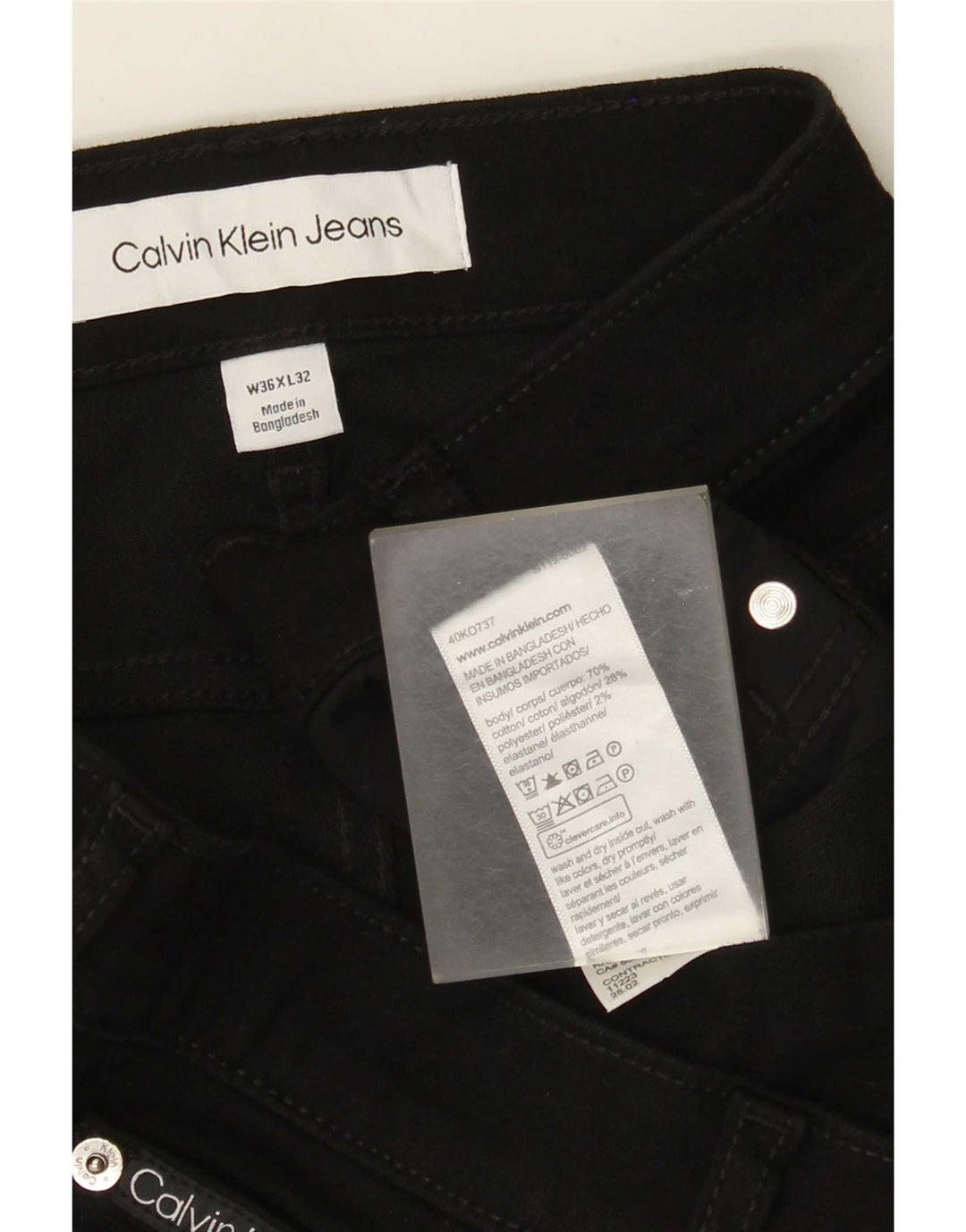 Calvin Klein Jeans rectos para hombre W36 L32 Algodón negro
