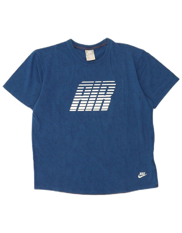 Camiseta Nike Air Graphic para hombre, parte superior de algodón geométrico azul medio
