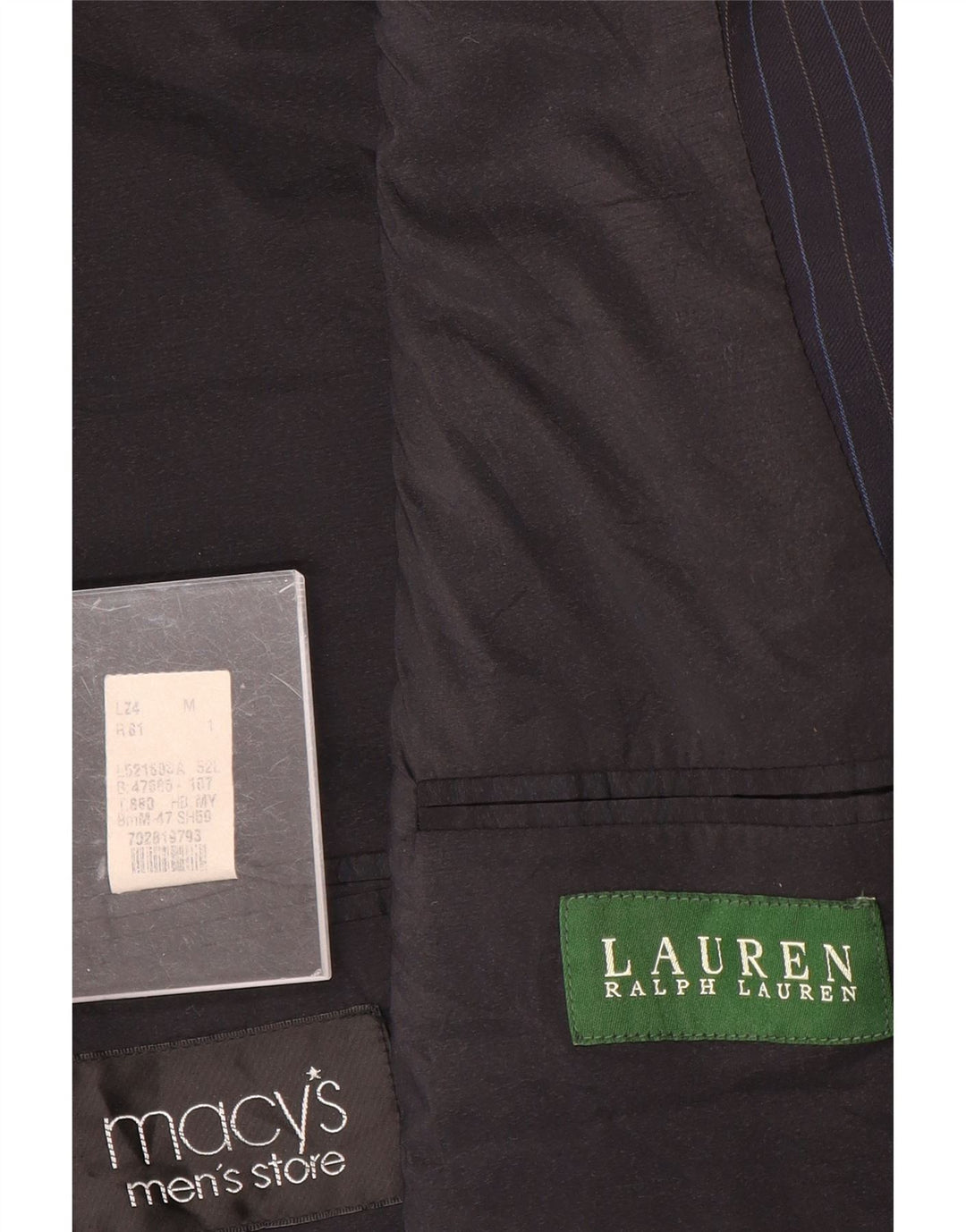 RALPH LAUREN Chaqueta tipo blazer de 2 botones para hombre IT 52 XL Lana a rayas azul marino