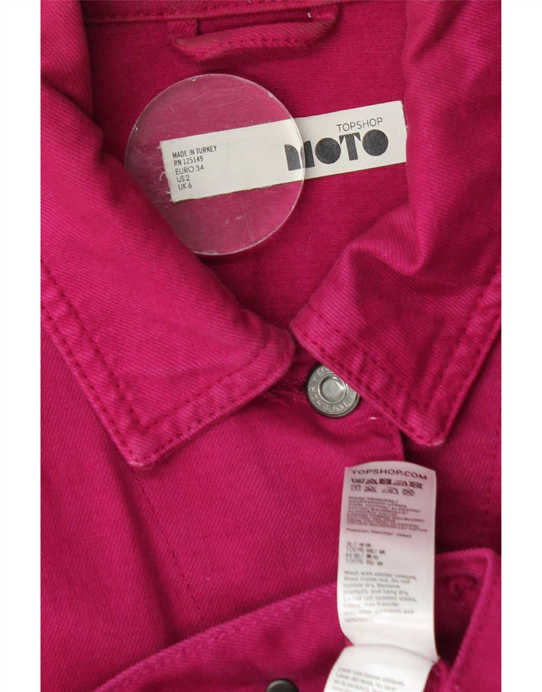 TOPSHOP Chaqueta vaquera extragrande para mujer UK 6 XS Algodón rosa