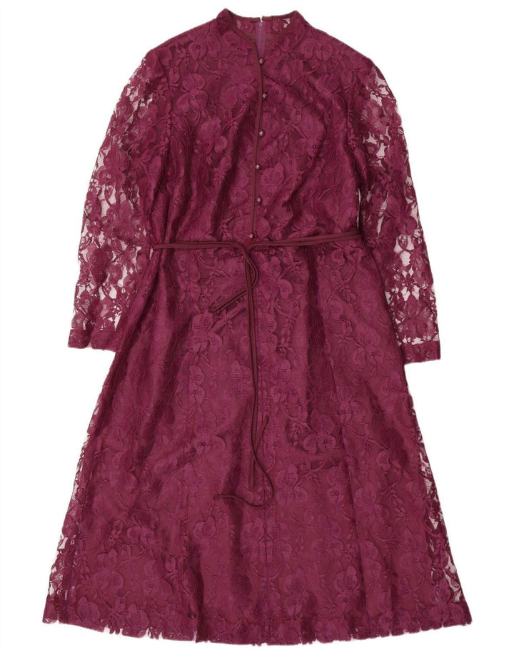 ESCO Vestido acampanado de manga larga para mujer IT 46 Poliéster floral morado grande