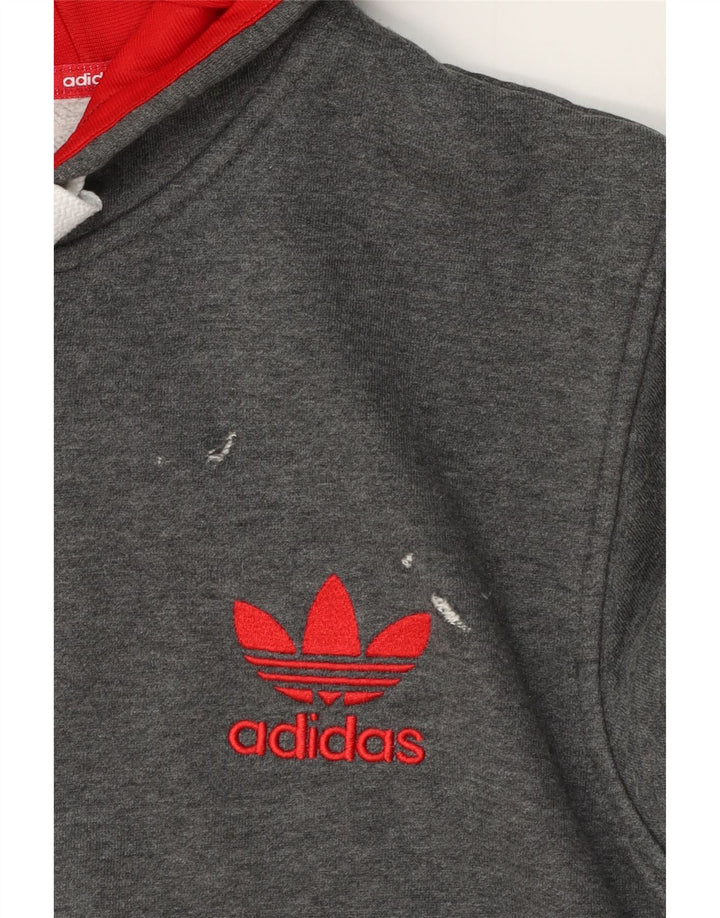 Adidas - Sudadera con capucha y cremallera para hombre, tamaño grande, algodón gris