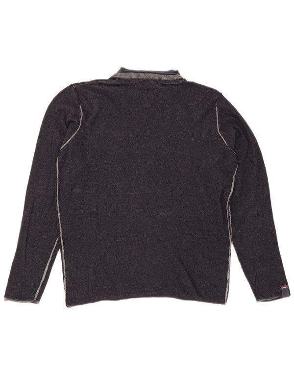 Avirex - Jersey con cuello en V para hombre, color azul marino mediano