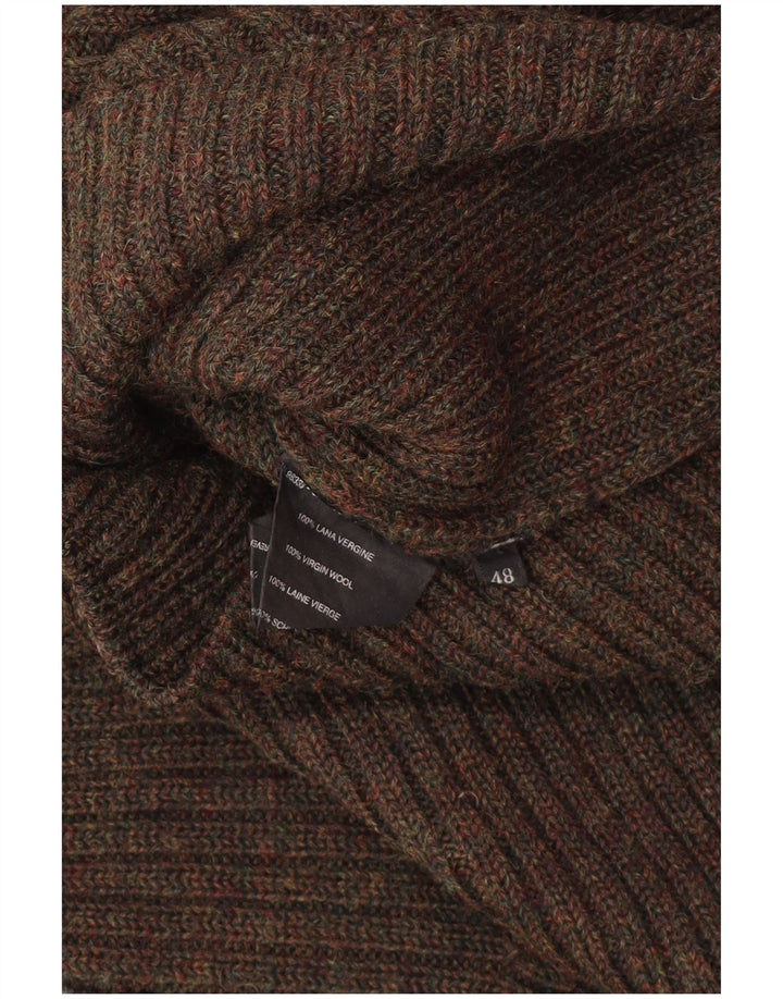 PRADA Jersey con cuello y cremallera para mujer IT 48 XL Lana virgen marrón