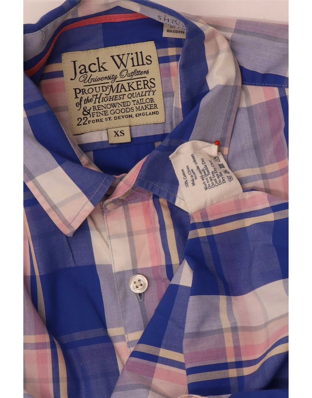 Camisa Jack Wills Hombre XS Algodón A Cuadros Azul