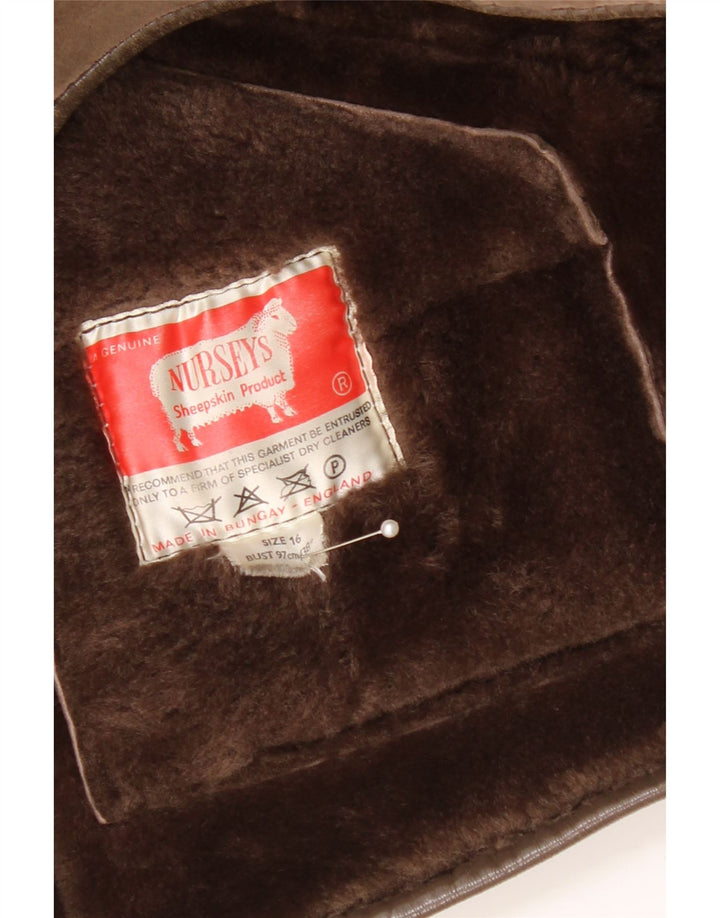 Nurseys Chaqueta de piel de oveja para mujer UK 46 Piel de oveja marrón grande