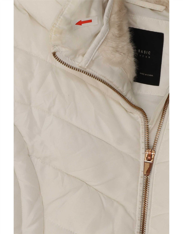 Zara Mujer Chaqueta Acolchada Reino Unido 44 Grande Blanco