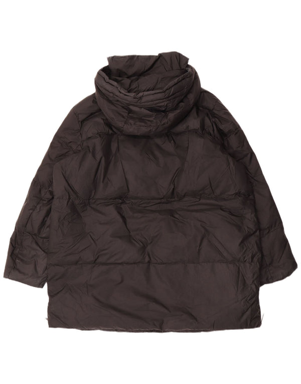 Zara Mujer Abrigo Acolchado Extragrande Con Capucha UK 44 Mediano Poliamida Negro