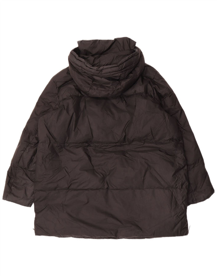 Zara Mujer Abrigo Acolchado Extragrande Con Capucha UK 44 Mediano Poliamida Negro