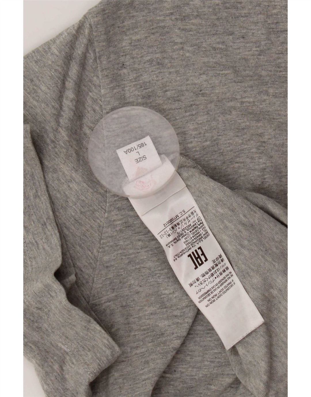Diesel Hombre Camiseta Gráfica Top Grande Gris Algodón