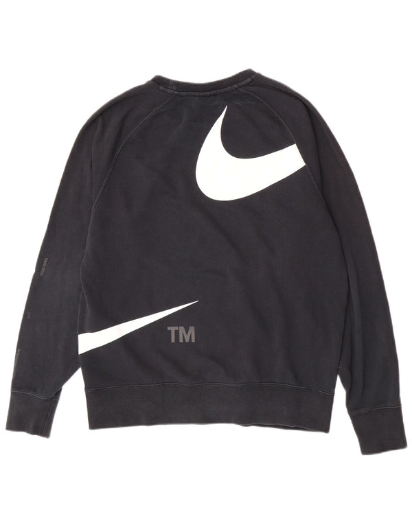 Nike Mens Swoosh Graphic Sweatshirt Jumper Medium Black Cotton