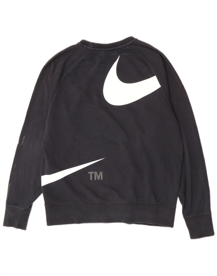 Nike Sudadera con gráfico Swoosh para hombre, jersey de algodón negro mediano