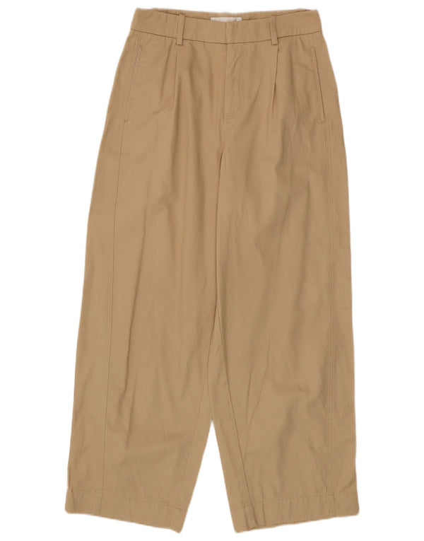Zara Pantalón Chino Holgado De Cintura Alta Para Mujer Pequeño W26 L28 Algodón Beige